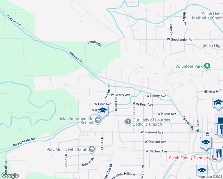 map of restaurants, bars, coffee shops, grocery stores, and more near 608 N 14th St in Selah