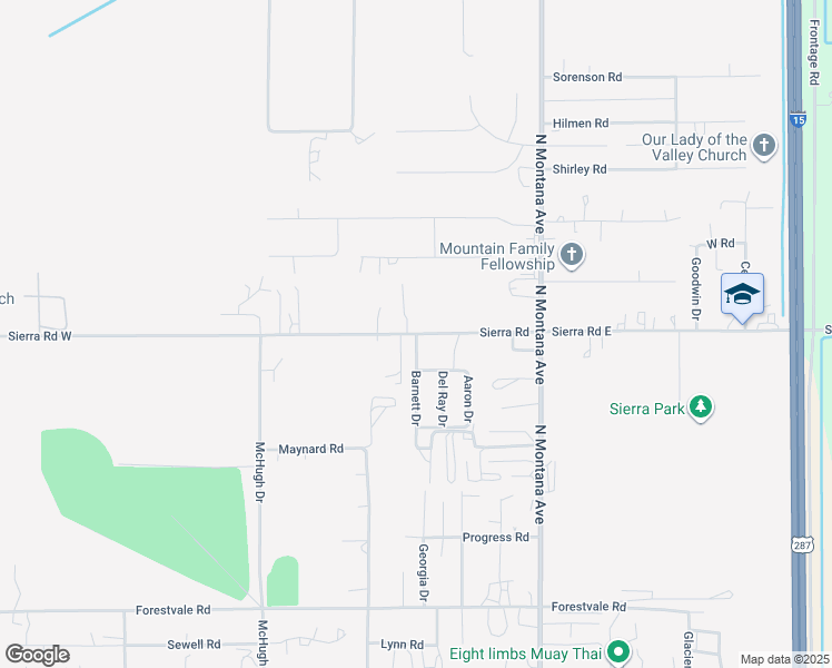 map of restaurants, bars, coffee shops, grocery stores, and more near Sierra Road in Helena Valley West Central