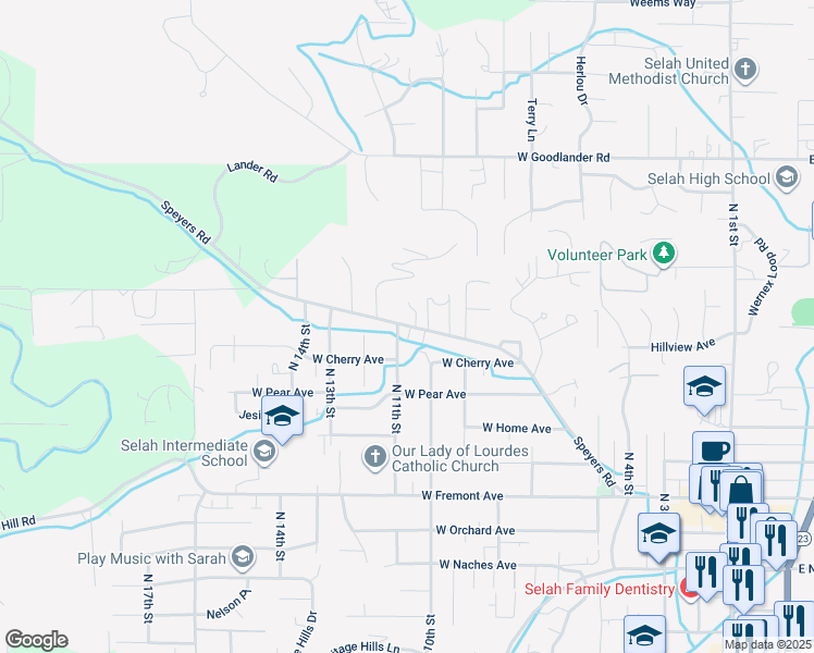 map of restaurants, bars, coffee shops, grocery stores, and more near 1006b Speyers Road in Selah