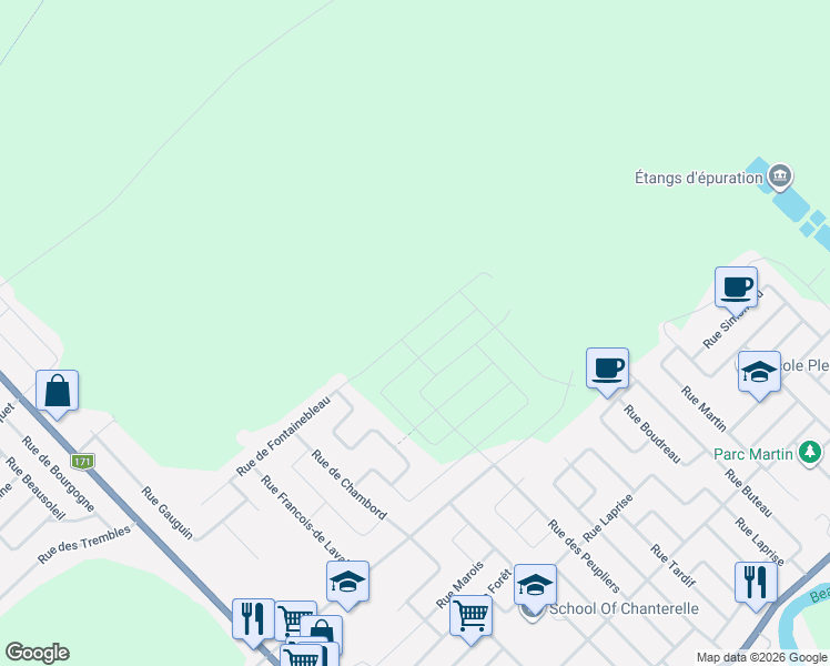 map of restaurants, bars, coffee shops, grocery stores, and more near 537 Rue de Fontainebleau in Lévis