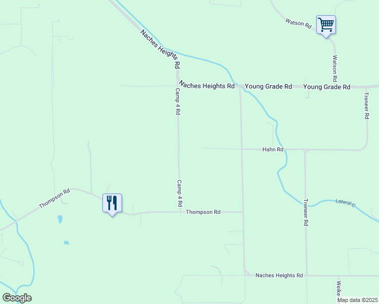 map of restaurants, bars, coffee shops, grocery stores, and more near 341 Camp 4 Road in Yakima