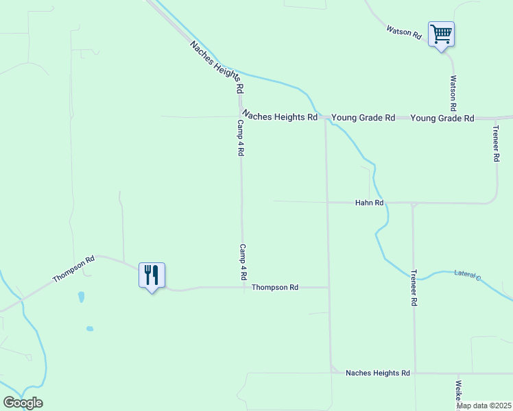 map of restaurants, bars, coffee shops, grocery stores, and more near 341 Camp 4 Rd in Yakima