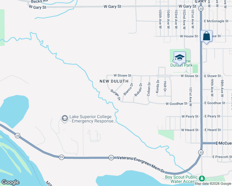 map of restaurants, bars, coffee shops, grocery stores, and more near 33 Burger Drive in Duluth