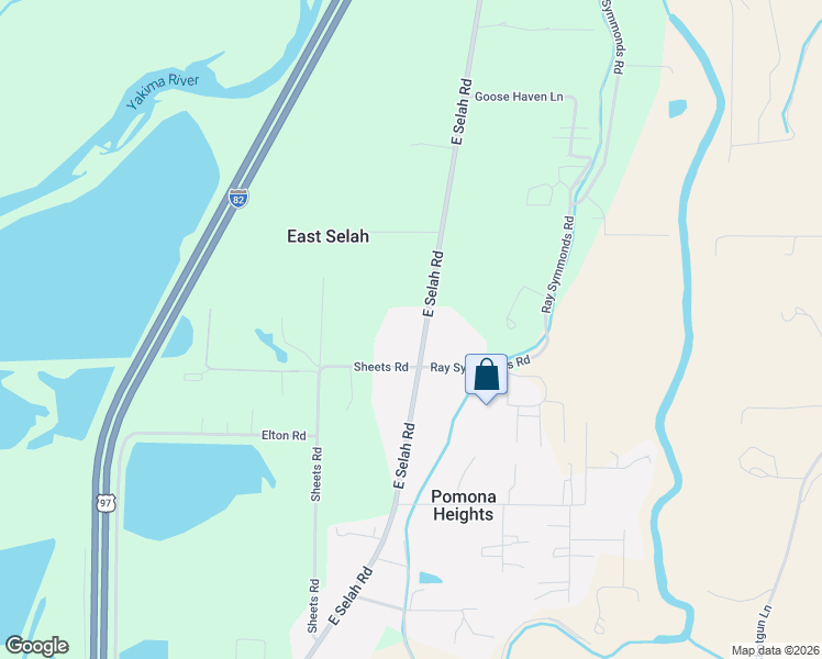 map of restaurants, bars, coffee shops, grocery stores, and more near 1580 E Selah Rd in Yakima