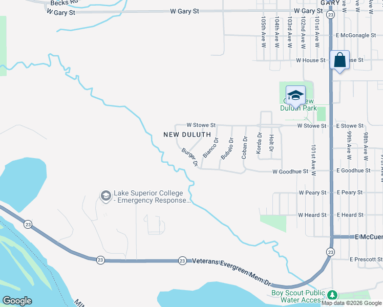 map of restaurants, bars, coffee shops, grocery stores, and more near 33-39 Burger Dr in Duluth