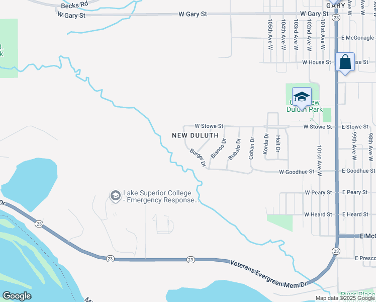 map of restaurants, bars, coffee shops, grocery stores, and more near 2-38 Burger Drive in Duluth