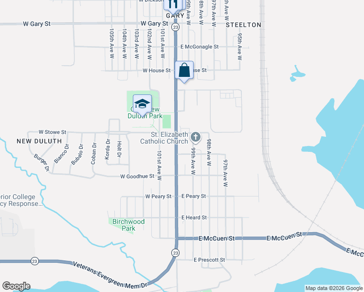 map of restaurants, bars, coffee shops, grocery stores, and more near in Duluth