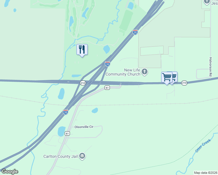 map of restaurants, bars, coffee shops, grocery stores, and more near 1517 County Road 61 in Carlton