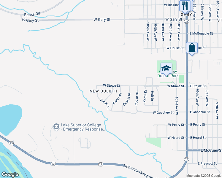 map of restaurants, bars, coffee shops, grocery stores, and more near in Duluth
