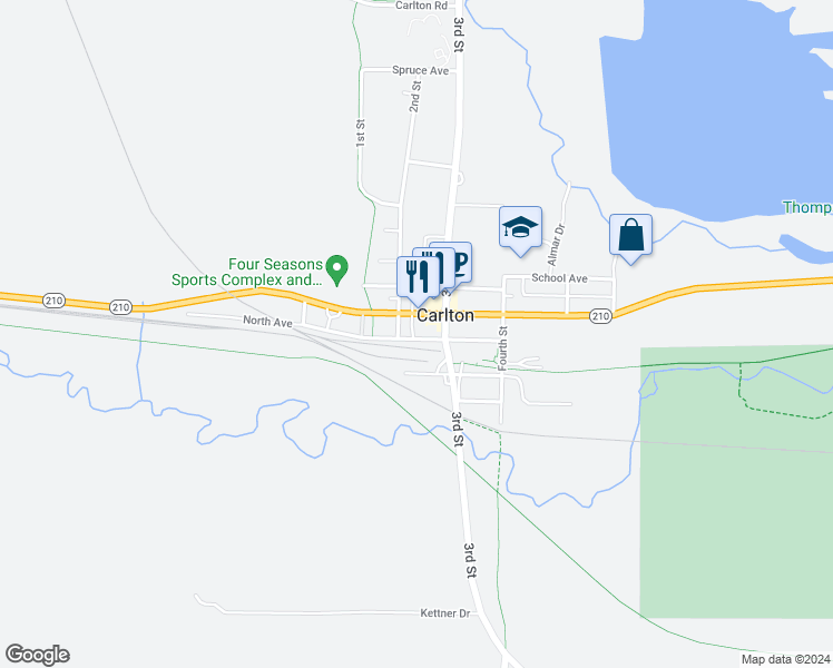 map of restaurants, bars, coffee shops, grocery stores, and more near in Carlton