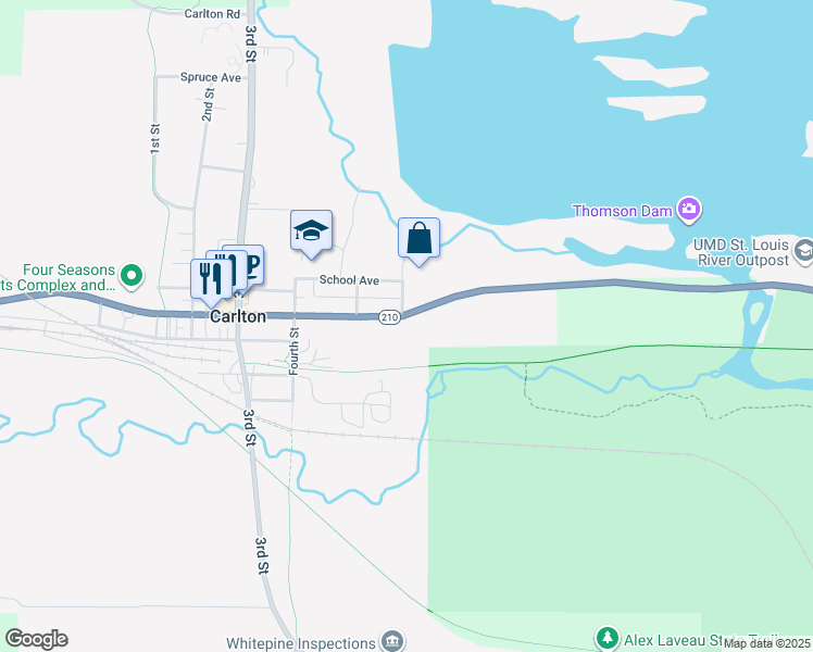 map of restaurants, bars, coffee shops, grocery stores, and more near 604 Chestnut Avenue in Carlton