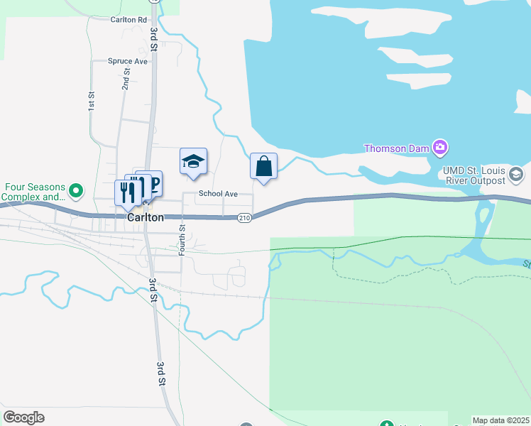 map of restaurants, bars, coffee shops, grocery stores, and more near 604 Chestnut Avenue in Carlton