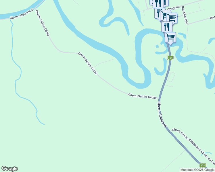 map of restaurants, bars, coffee shops, grocery stores, and more near 131 Chemin Sainte-Cécile in Saint-Michel-des-Saints