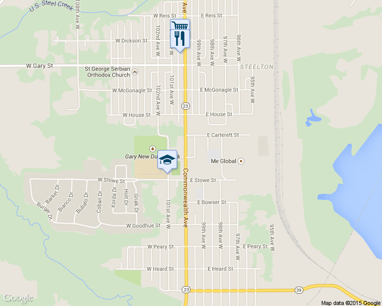 map of restaurants, bars, coffee shops, grocery stores, and more near 806 Commonwealth Avenue in Duluth