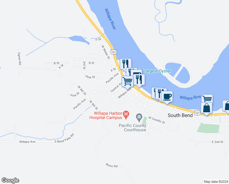 map of restaurants, bars, coffee shops, grocery stores, and more near 304 Central Avenue in South Bend