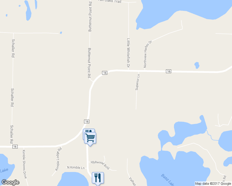 map of restaurants, bars, coffee shops, grocery stores, and more near 10065 County Road 16 in Pequot Lakes