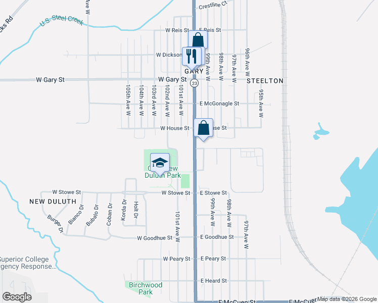 map of restaurants, bars, coffee shops, grocery stores, and more near 831 Commonwealth Avenue in Duluth
