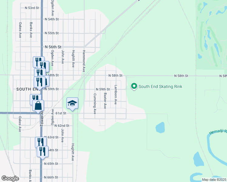 map of restaurants, bars, coffee shops, grocery stores, and more near 5901 Lamborn Avenue in Superior