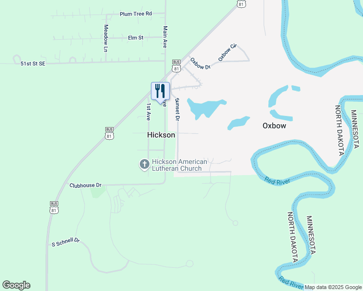 map of restaurants, bars, coffee shops, grocery stores, and more near 542 Sunset Drive in Oxbow