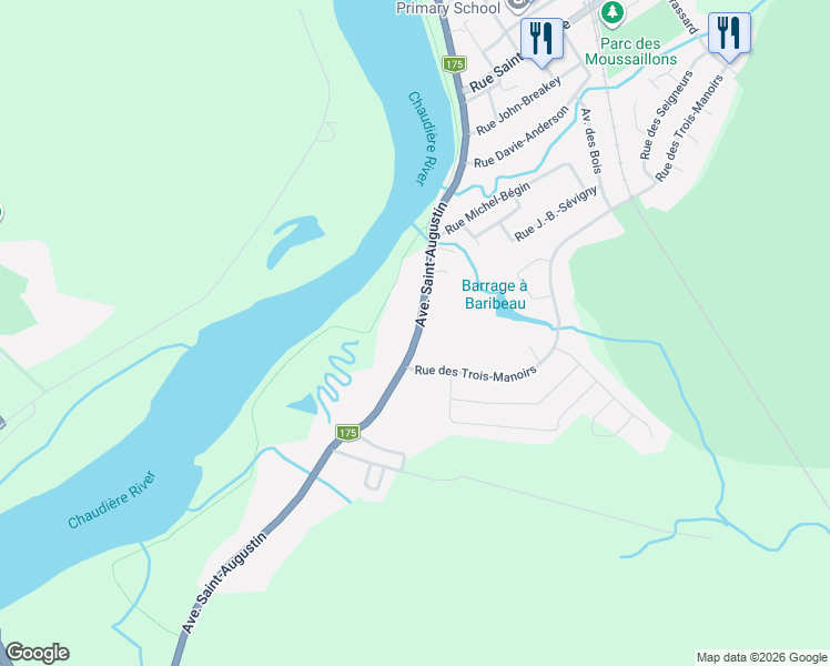 map of restaurants, bars, coffee shops, grocery stores, and more near 3741 Avenue Saint-Augustin in Lévis