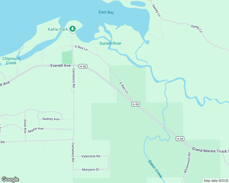 map of restaurants, bars, coffee shops, grocery stores, and more near 22595 County Road H-58 in Grand Marais