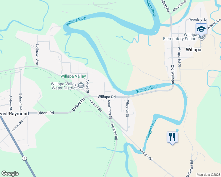 map of restaurants, bars, coffee shops, grocery stores, and more near 1365 Dolan Street in Raymond