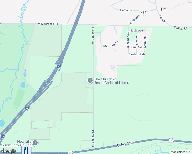 map of restaurants, bars, coffee shops, grocery stores, and more near 1592 Evergreen Drive in Cloquet