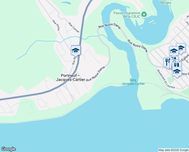 map of restaurants, bars, coffee shops, grocery stores, and more near 50 Rue Notre Dame in Cap-Santé