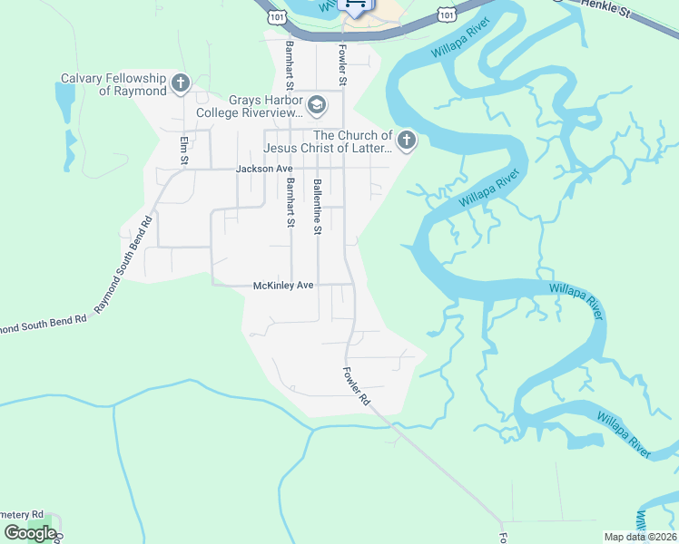 map of restaurants, bars, coffee shops, grocery stores, and more near 1060 Fowler Street in Raymond