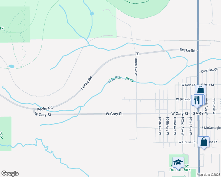 map of restaurants, bars, coffee shops, grocery stores, and more near in Duluth