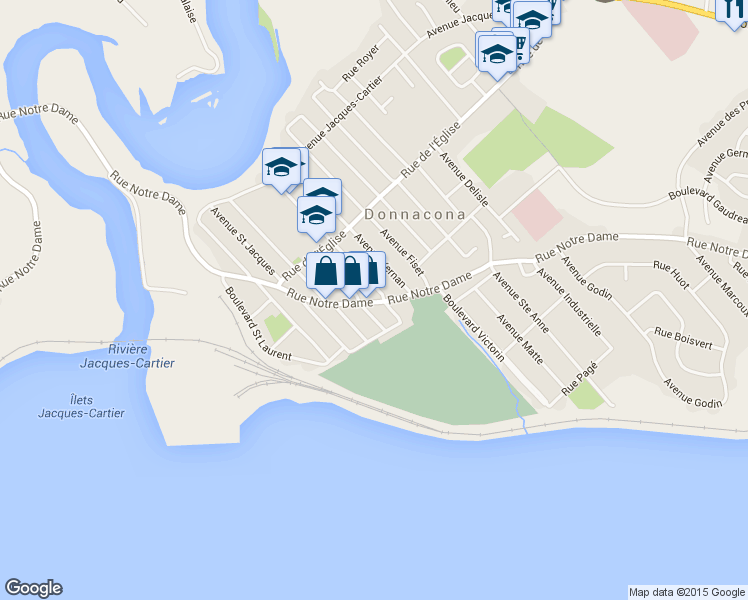 map of restaurants, bars, coffee shops, grocery stores, and more near 308 Rue Notre Dame in Donnacona