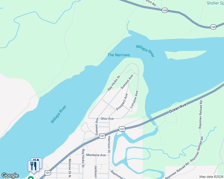 map of restaurants, bars, coffee shops, grocery stores, and more near 1143 Quincy Street in Raymond