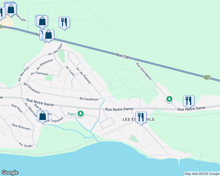 map of restaurants, bars, coffee shops, grocery stores, and more near 1278 Avenue Lambert in Donnacona