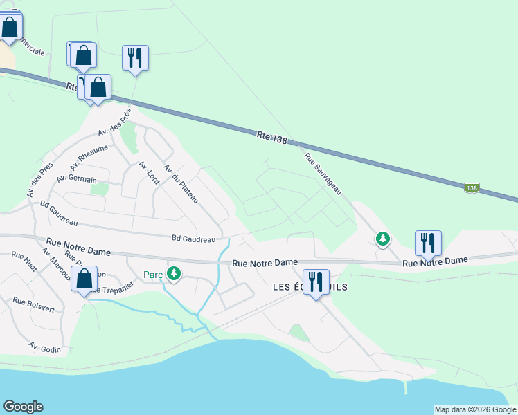 map of restaurants, bars, coffee shops, grocery stores, and more near in Donnacona