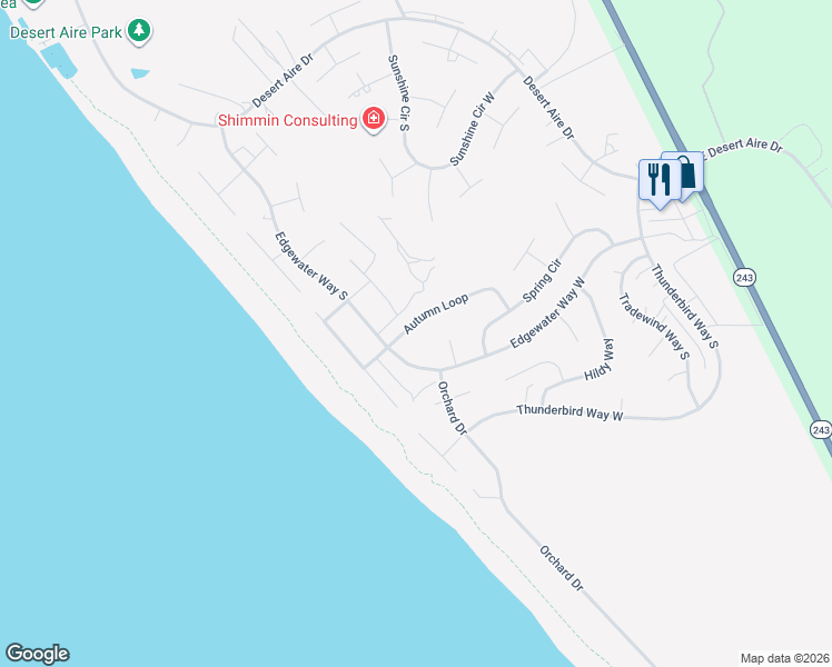 map of restaurants, bars, coffee shops, grocery stores, and more near 513 Edgewater Way South in Mattawa