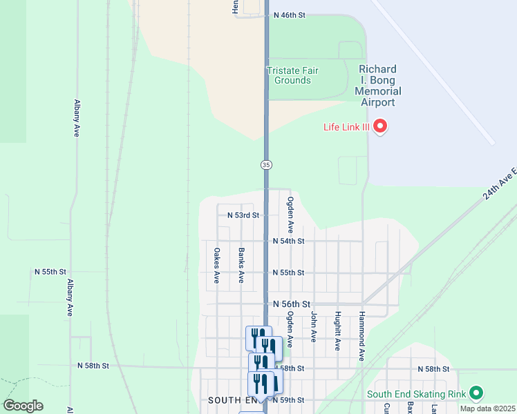 map of restaurants, bars, coffee shops, grocery stores, and more near in Superior