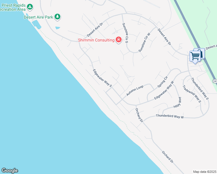 map of restaurants, bars, coffee shops, grocery stores, and more near 408 Edgewater Way South in Mattawa