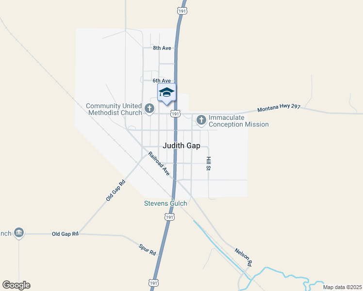 map of restaurants, bars, coffee shops, grocery stores, and more near in Judith Gap