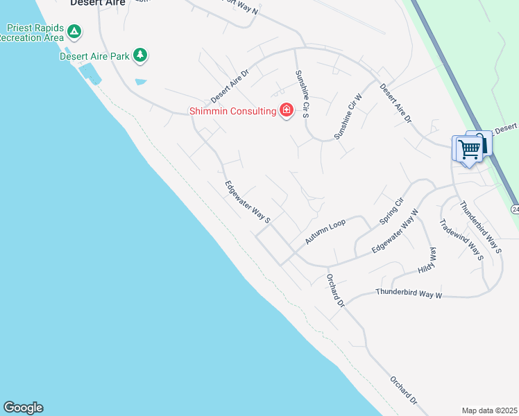 map of restaurants, bars, coffee shops, grocery stores, and more near 408 Edgewater Way South in Mattawa