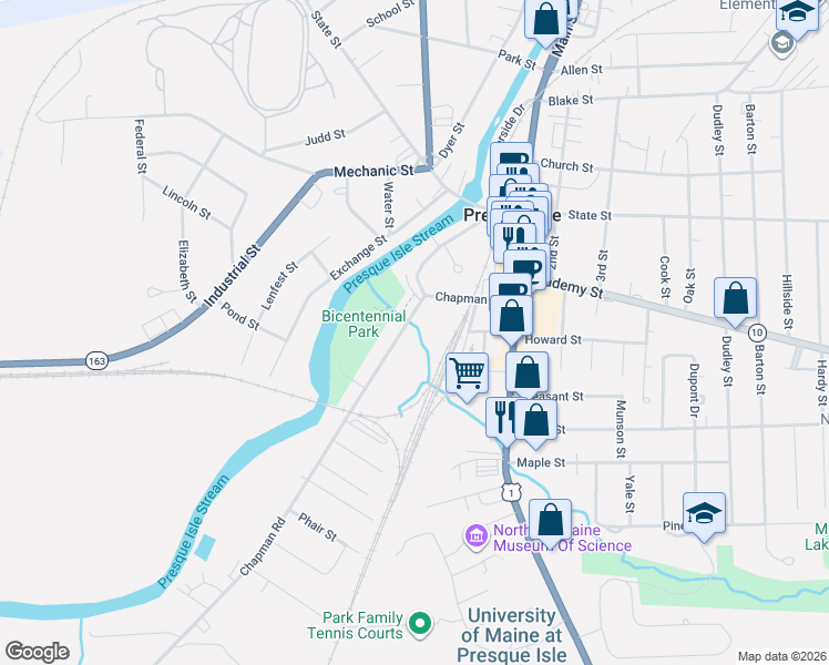 map of restaurants, bars, coffee shops, grocery stores, and more near in Presque Isle