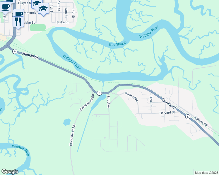 map of restaurants, bars, coffee shops, grocery stores, and more near 1632 Henkle Street in Raymond