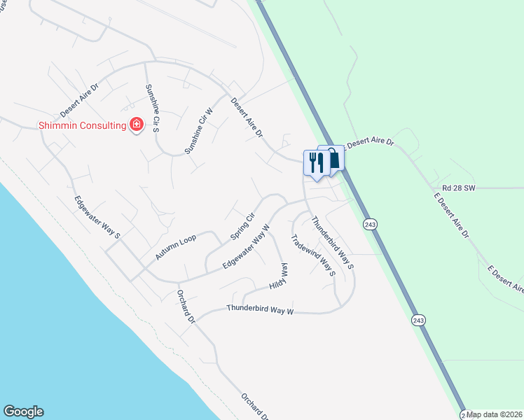 map of restaurants, bars, coffee shops, grocery stores, and more near 317 Spring Circle in Mattawa