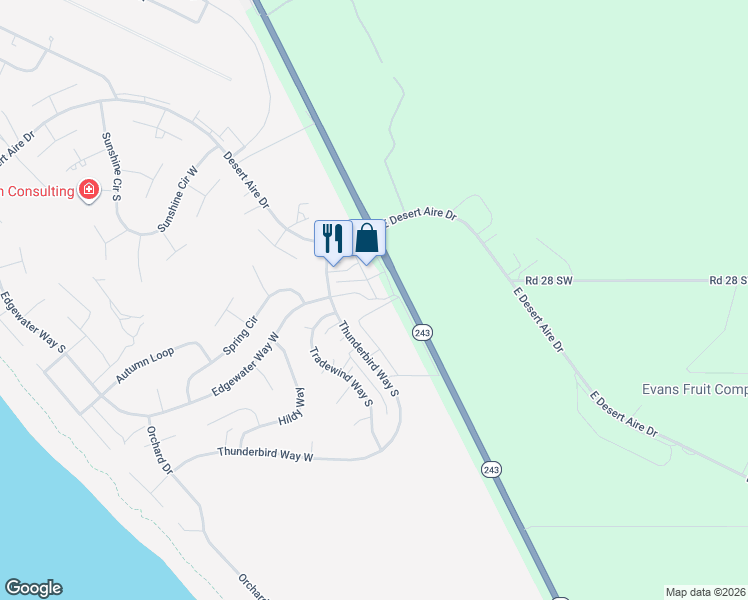 map of restaurants, bars, coffee shops, grocery stores, and more near 626 Main Street Southwest in Mattawa