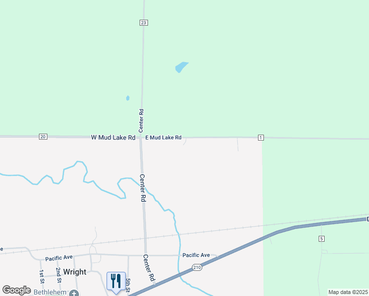map of restaurants, bars, coffee shops, grocery stores, and more near 6624 East Mud Lake Road in Wright
