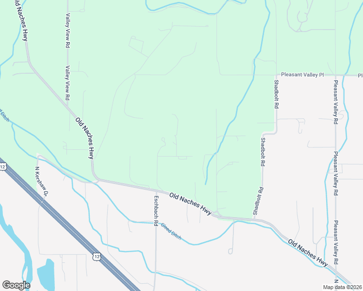 map of restaurants, bars, coffee shops, grocery stores, and more near 261 Eschbach Hill Road in Yakima