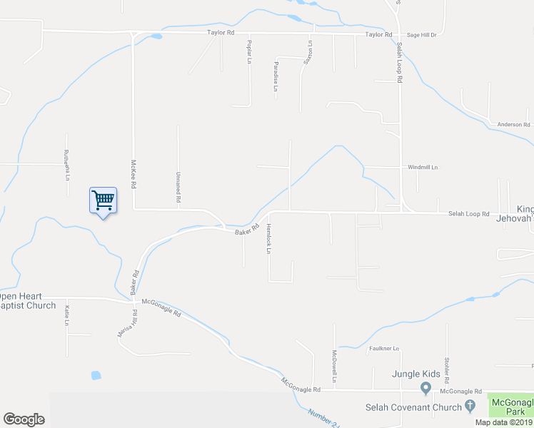 map of restaurants, bars, coffee shops, grocery stores, and more near 901 Baker Road in Selah