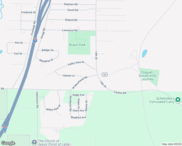 map of restaurants, bars, coffee shops, grocery stores, and more near 1502 West Moorhead Road in Cloquet