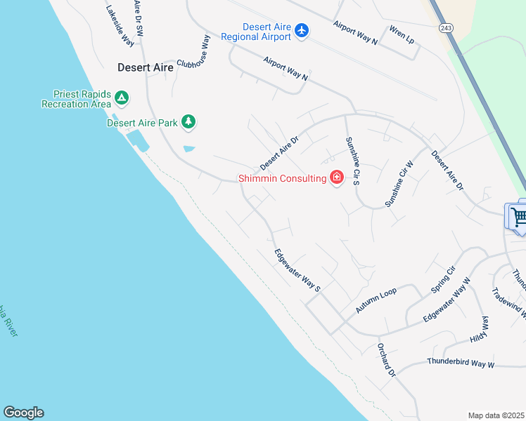 map of restaurants, bars, coffee shops, grocery stores, and more near 117 Edgewater Way Southwest in Mattawa