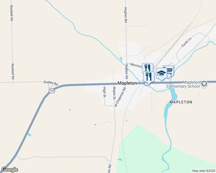 map of restaurants, bars, coffee shops, grocery stores, and more near 1776 Main Street in Mapleton