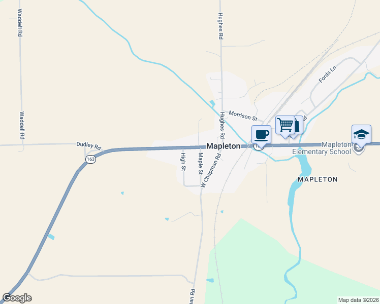 map of restaurants, bars, coffee shops, grocery stores, and more near 1776 Main Street in Mapleton